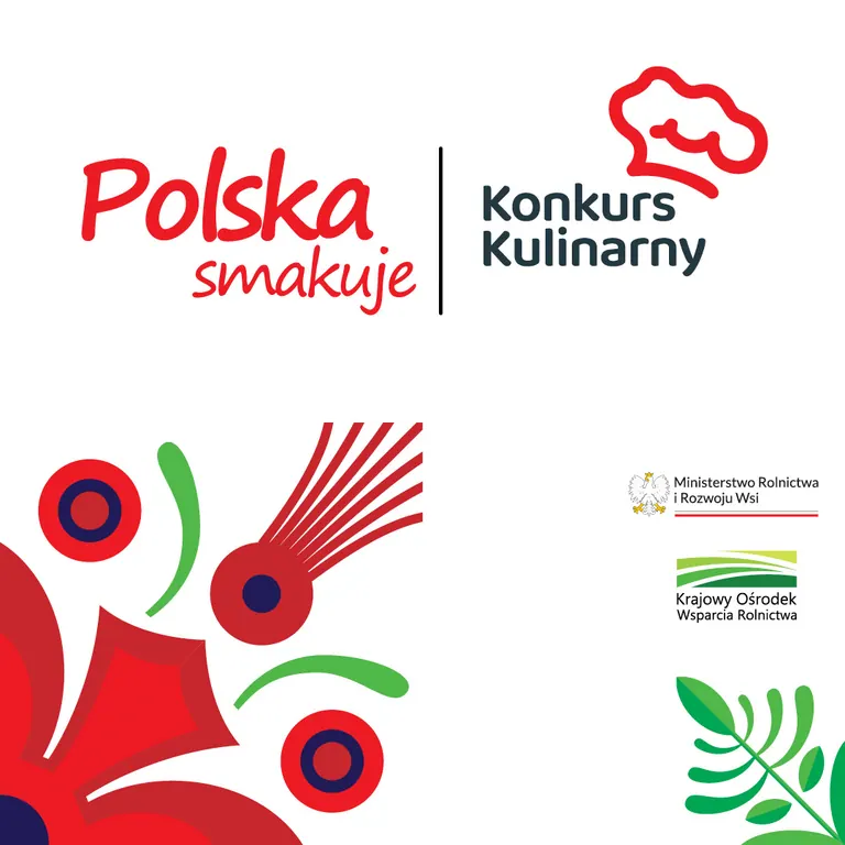 Konkurs kulinarny „Polska smakuje" — oficjalna grafika konkursu (Ministerstwo Rolnictwa i Rozwoju Wsi, Krajowy Ośrodek Wsparcia Rolnictwa).